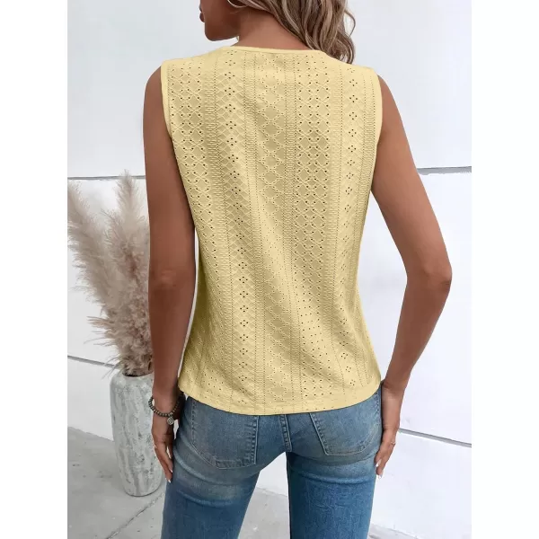 SweatyRocks Women's Floral Lace V Neck Tank Top Casual Hollow Out Sleeveless T Shirt