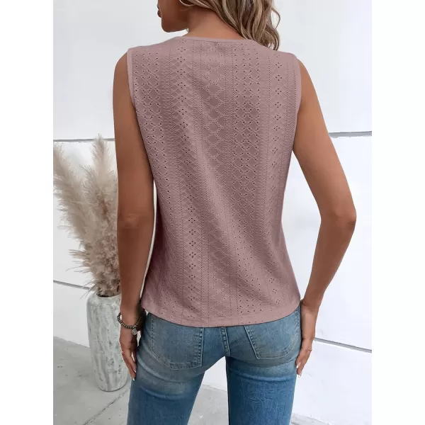 SweatyRocks Women's Floral Lace V Neck Tank Top Casual Hollow Out Sleeveless T Shirt