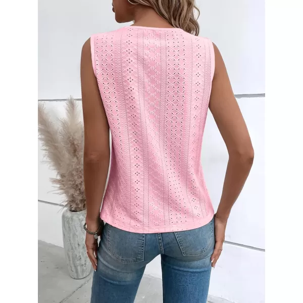 SweatyRocks Women's Floral Lace V Neck Tank Top Casual Hollow Out Sleeveless T Shirt