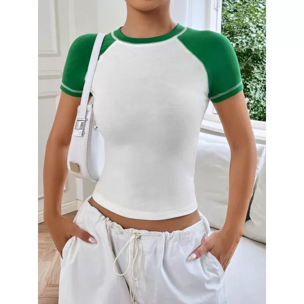 SweatyRocks Women's Graphic Print Round Neck T Shirt Short Sleeve Crop Tee Tops