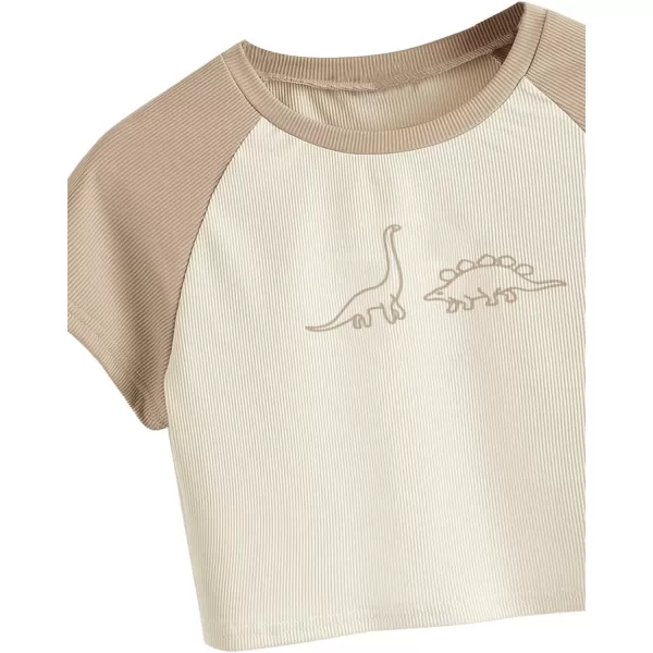 SweatyRocks Women's Graphic Print Round Neck T Shirt Short Sleeve Crop Tee Tops