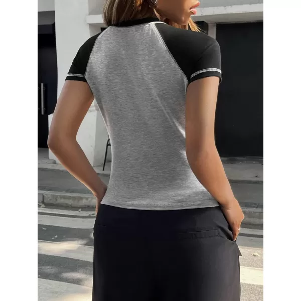 SweatyRocks Women's Graphic Print Round Neck T Shirt Short Sleeve Crop Tee Tops