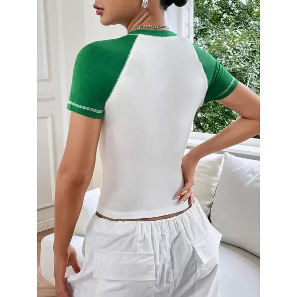 SweatyRocks Women's Graphic Print Round Neck T Shirt Short Sleeve Crop Tee Tops