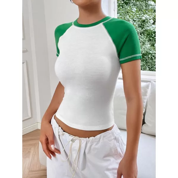 SweatyRocks Women's Graphic Print Round Neck T Shirt Short Sleeve Crop Tee Tops