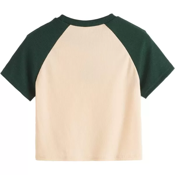 SweatyRocks Women's Graphic Print Round Neck T Shirt Short Sleeve Crop Tee Tops
