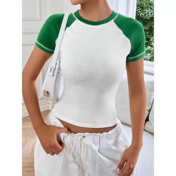 SweatyRocks Women's Graphic Print Round Neck T Shirt Short Sleeve Crop Tee Tops