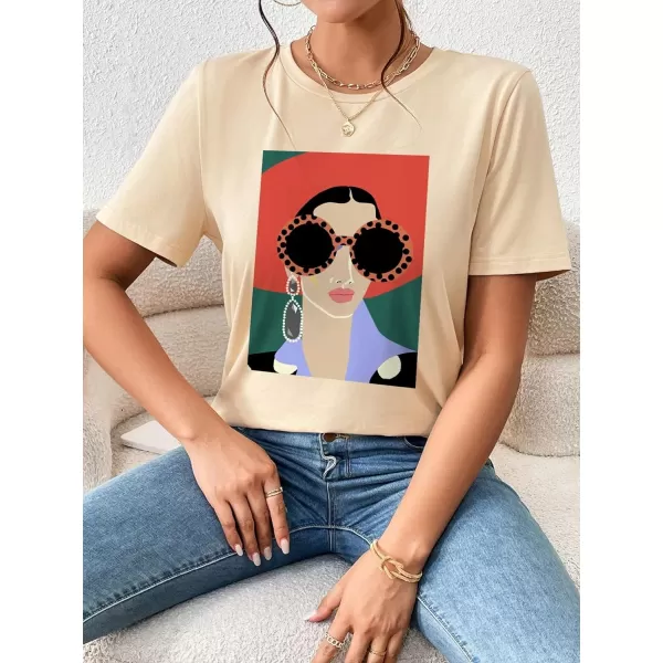 SweatyRocks Women's Graphic Tees Short Sleeve Crew Neck Casual T Shirt Tops
