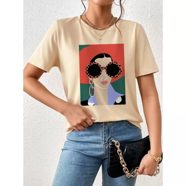 SweatyRocks Women's Graphic Tees Short Sleeve Crew Neck Casual T Shirt Tops