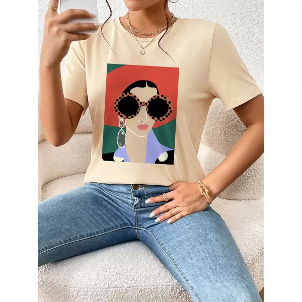 SweatyRocks Women's Graphic Tees Short Sleeve Crew Neck Casual T Shirt Tops