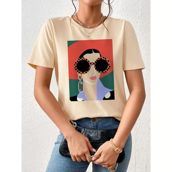 SweatyRocks Women's Graphic Tees Short Sleeve Crew Neck Casual T Shirt Tops