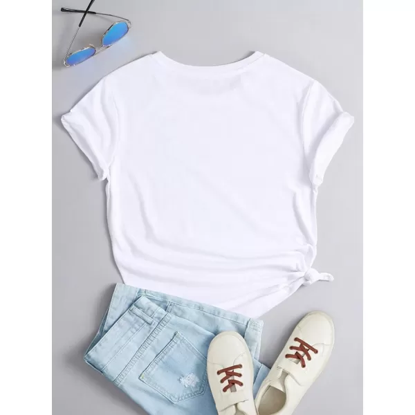 SweatyRocks Women's Heart Graphic Crew Neck Casual Tee Shirt Short Sleeve Summer Basic T-Shirt Top