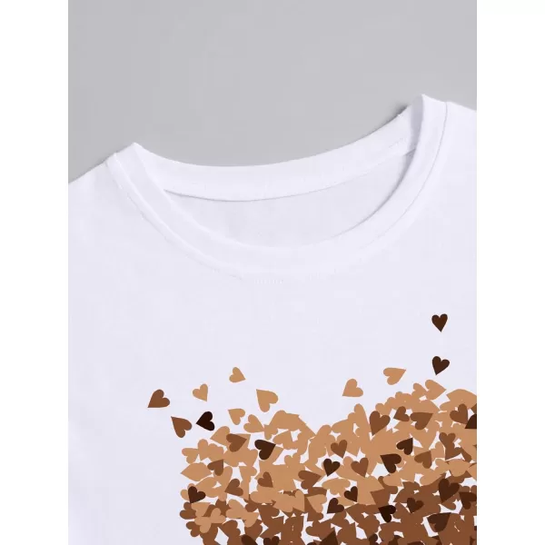 SweatyRocks Women's Heart Graphic Crew Neck Casual Tee Shirt Short Sleeve Summer Basic T-Shirt Top