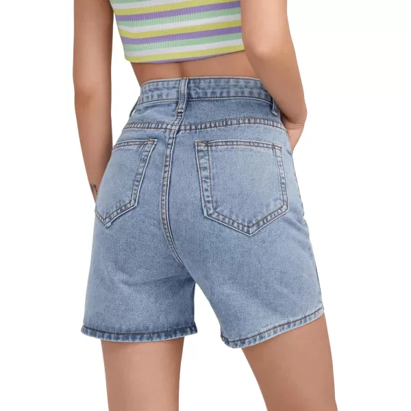 SweatyRocks Women's High Waist Straight Leg Denim Shorts Solid Jean Shorts Summer Hot Pants with Pockets