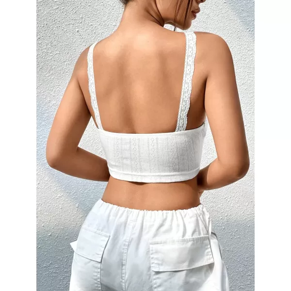 SweatyRocks Women's Lace Bow Front Sleeveless Camisole Top Slim Fit Casual Cropped Cami Top