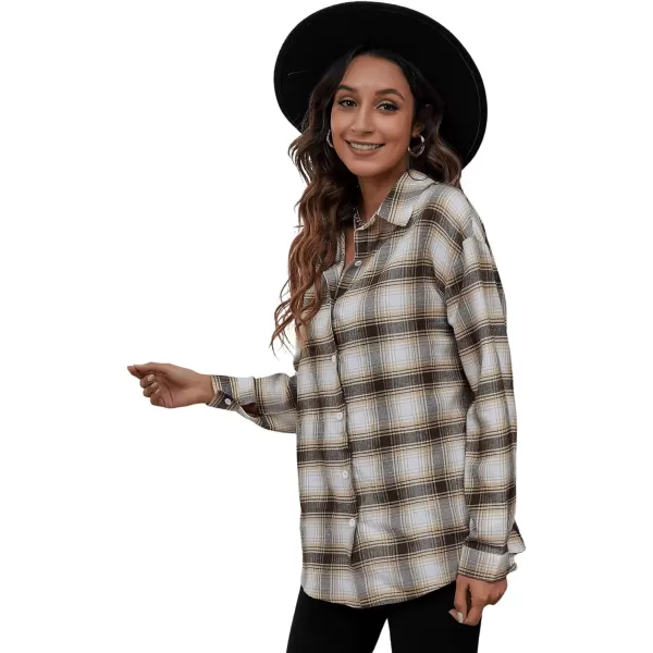 SweatyRocks Women's Plaid Button Front Long Sleeve High Low Shirt Blouse Top