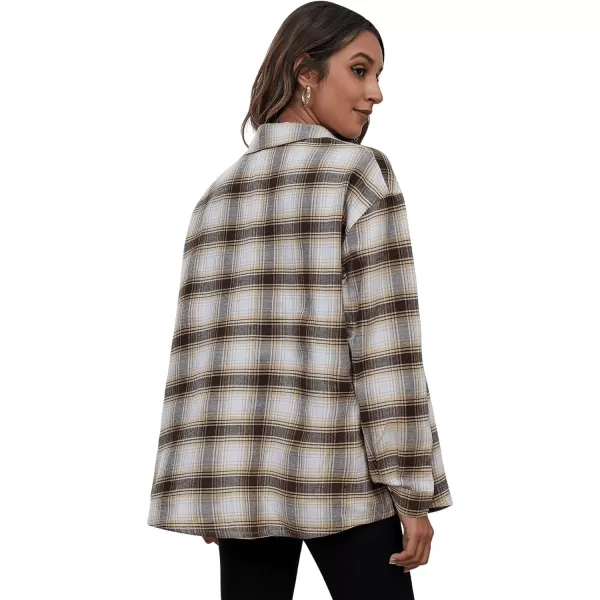 SweatyRocks Women's Plaid Button Front Long Sleeve High Low Shirt Blouse Top