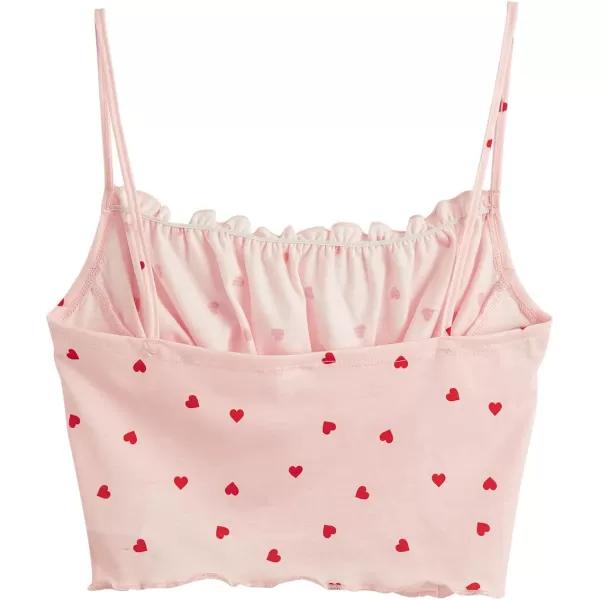 SweatyRocks Women's Ruched Frill Trim Spaghetti Strap Crop Cami Tank Tops Camisole