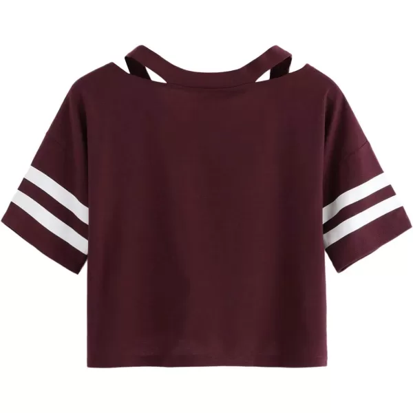 SweatyRocks Women's Short Sleeve Cut Out V Neck Twist Front Crop Top T-Shirt