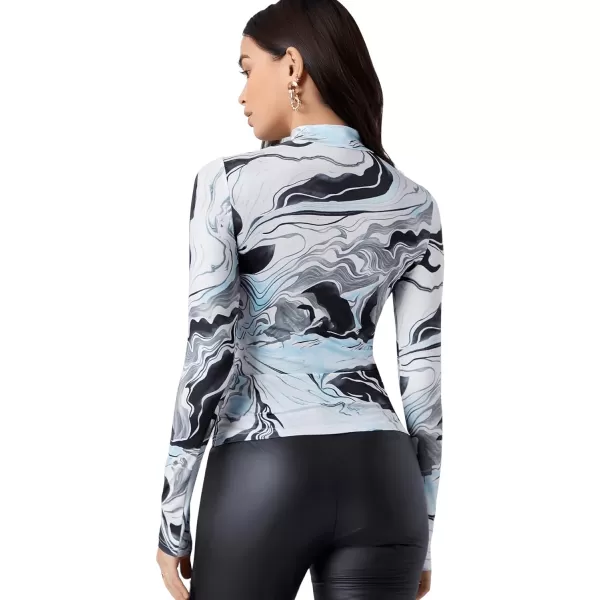 SweatyRocks Women's Short Sleeve Print See Through Sheer Mesh Crop Top T Shirt
