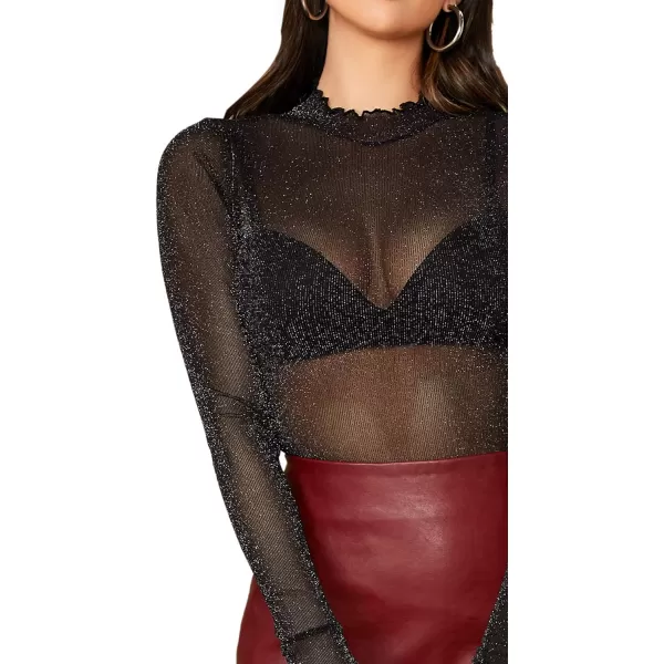 SweatyRocks Women's Short Sleeve Print See Through Sheer Mesh Crop Top T Shirt