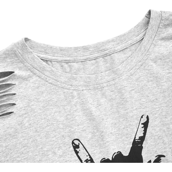 SweatyRocks Women's Short Sleeve T Shirt Graphic Print Distressed Crop Top