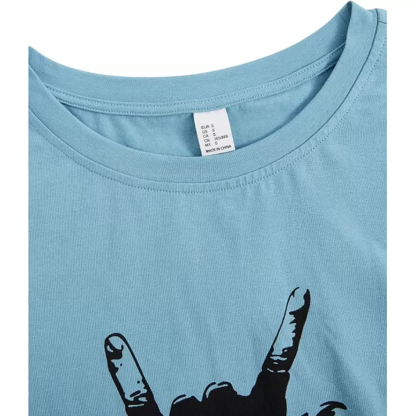 SweatyRocks Women's Short Sleeve T Shirt Graphic Print Distressed Crop Top