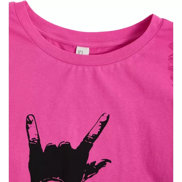 SweatyRocks Women's Short Sleeve T Shirt Graphic Print Distressed Crop Top