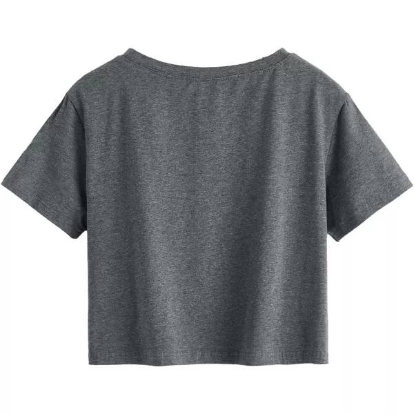 SweatyRocks Women's Short Sleeve T Shirt Graphic Print Distressed Crop Top