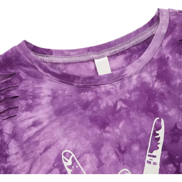 SweatyRocks Women's Short Sleeve T Shirt Graphic Print Distressed Crop Top