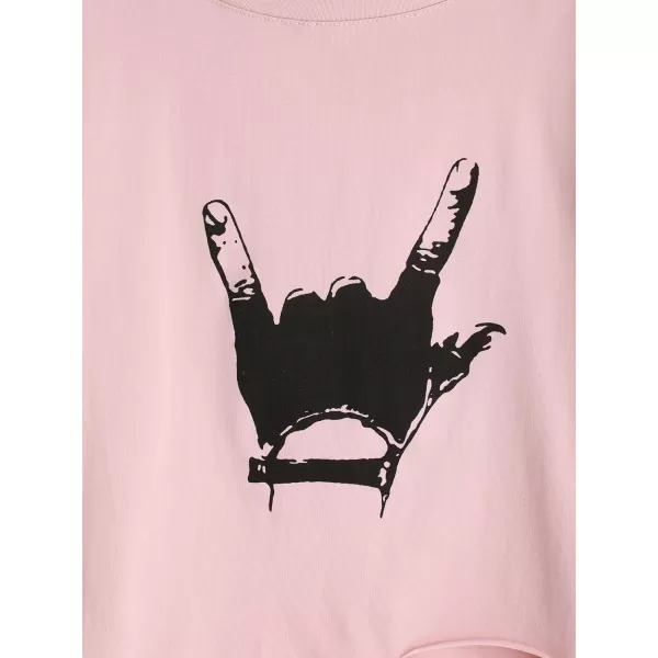 SweatyRocks Women's Short Sleeve T Shirt Graphic Print Distressed Crop Top