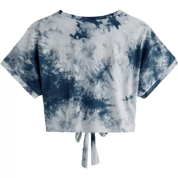 SweatyRocks Women's Short Sleeve Tie Dye Tie Hem Summer Crop T-Shirt Tops Blouse