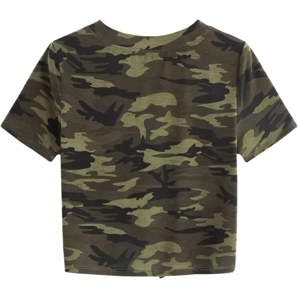 SweatyRocks Women's Short Sleeve Tie Dye Tie Hem Summer Crop T-Shirt Tops Blouse