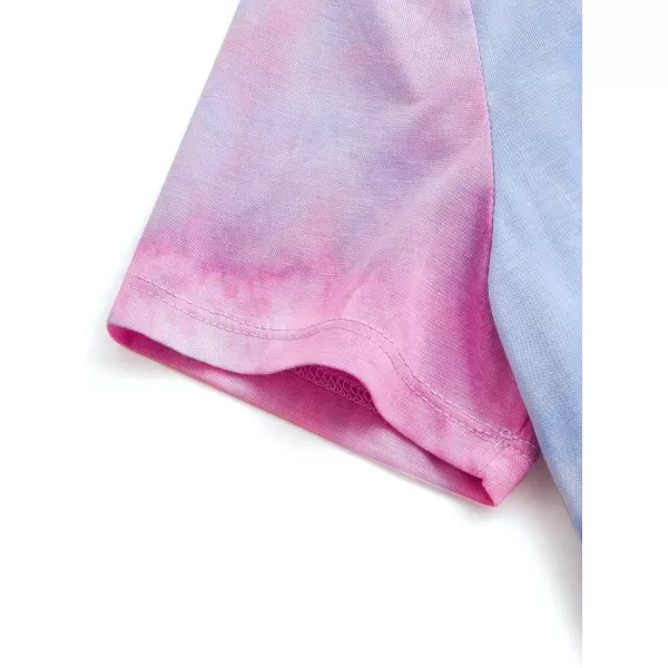 SweatyRocks Women's Short Sleeve Tie Dye Tie Hem Summer Crop T-Shirt Tops Blouse