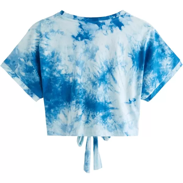 SweatyRocks Women's Short Sleeve Tie Dye Tie Hem Summer Crop T-Shirt Tops Blouse