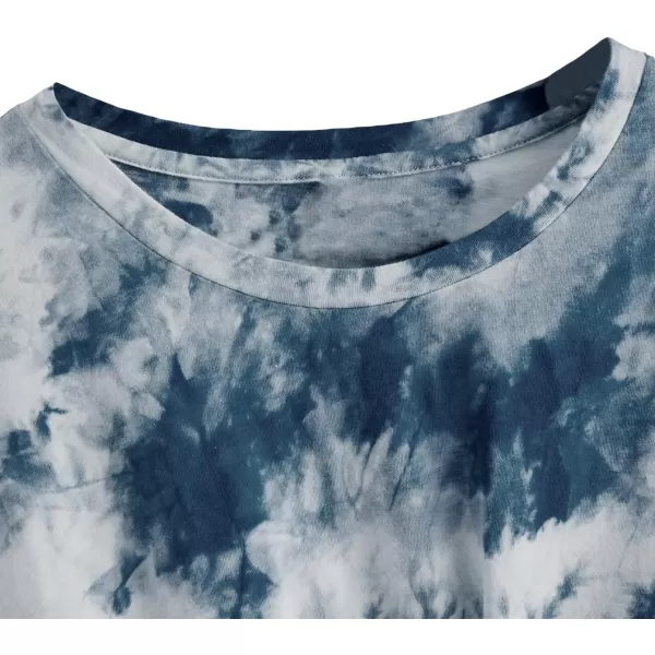 SweatyRocks Women's Short Sleeve Tie Dye Tie Hem Summer Crop T-Shirt Tops Blouse