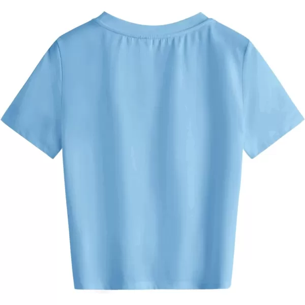 SweatyRocks Women's Short Sleeve Tie Dye Tie Hem Summer Crop T-Shirt Tops Blouse
