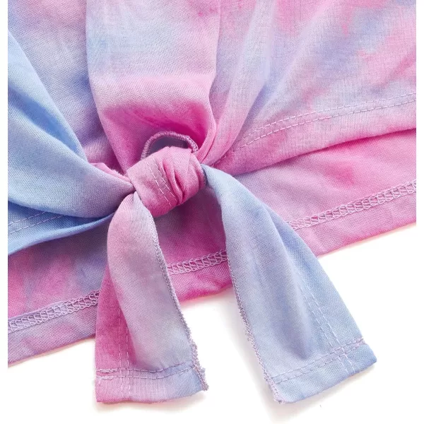 SweatyRocks Women's Short Sleeve Tie Dye Tie Hem Summer Crop T-Shirt Tops Blouse