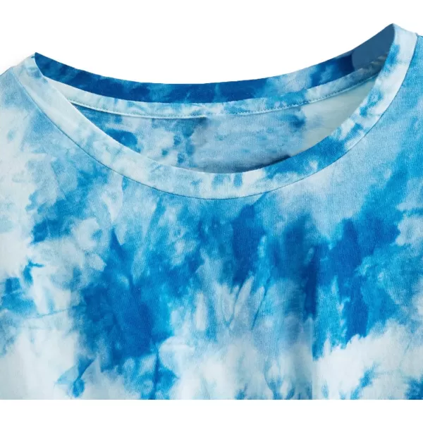 SweatyRocks Women's Short Sleeve Tie Dye Tie Hem Summer Crop T-Shirt Tops Blouse