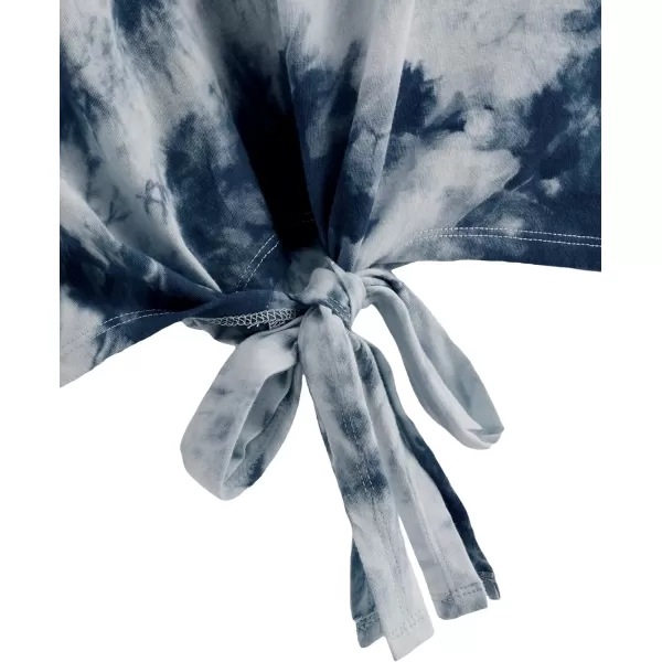SweatyRocks Women's Short Sleeve Tie Dye Tie Hem Summer Crop T-Shirt Tops Blouse
