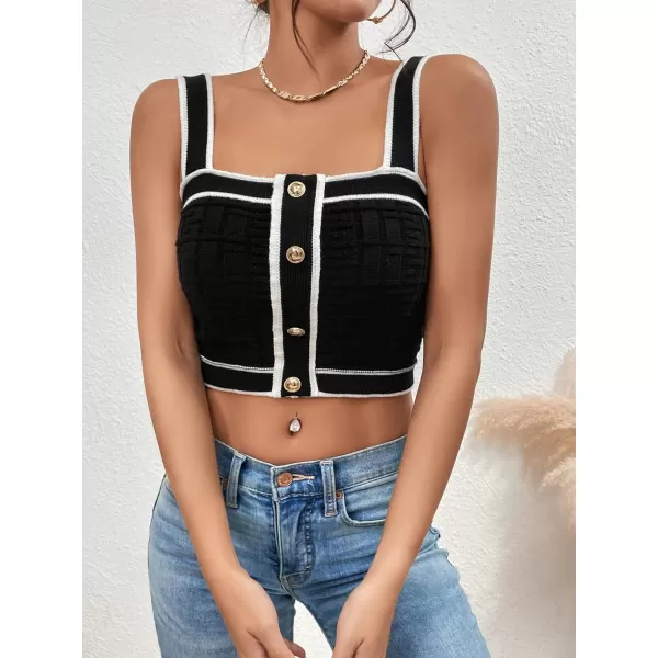 SweatyRocks Women's Sleeveless Ribbed Knit Spaghetti Strap Crop Cami Tank Top