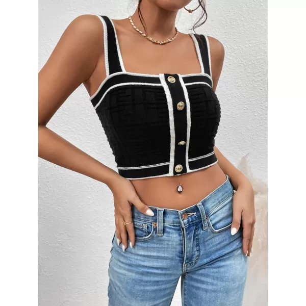 SweatyRocks Women's Sleeveless Ribbed Knit Spaghetti Strap Crop Cami Tank Top