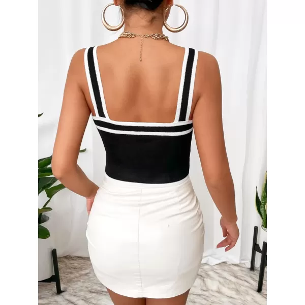 SweatyRocks Women's Sleeveless Ribbed Knit Spaghetti Strap Crop Cami Tank Top