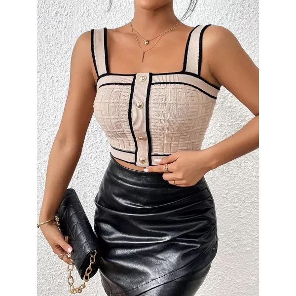 SweatyRocks Women's Sleeveless Ribbed Knit Spaghetti Strap Crop Cami Tank Top