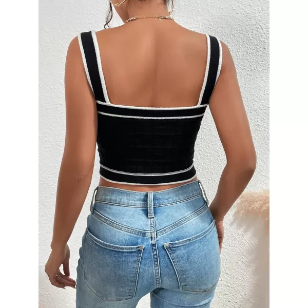 SweatyRocks Women's Sleeveless Ribbed Knit Spaghetti Strap Crop Cami Tank Top