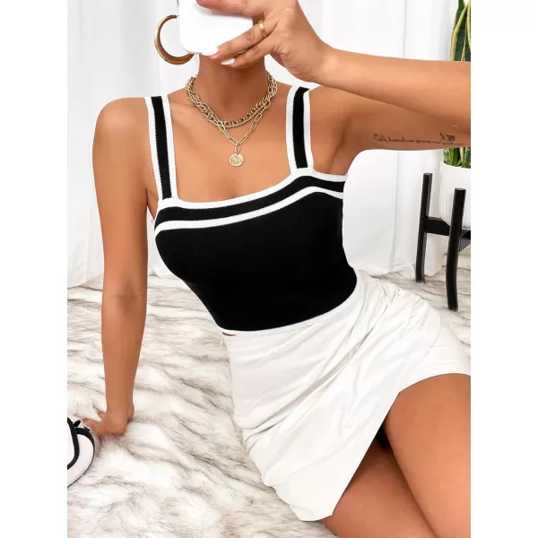 SweatyRocks Women's Sleeveless Ribbed Knit Spaghetti Strap Crop Cami Tank Top
