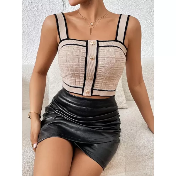 SweatyRocks Women's Sleeveless Ribbed Knit Spaghetti Strap Crop Cami Tank Top
