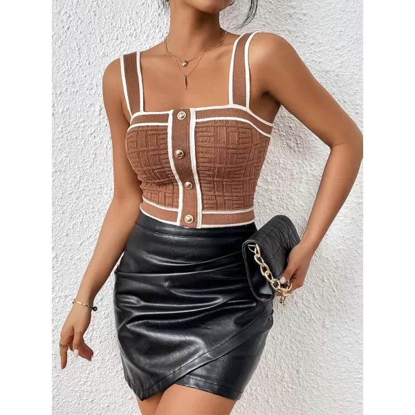 SweatyRocks Women's Sleeveless Ribbed Knit Spaghetti Strap Crop Cami Tank Top