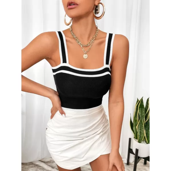 SweatyRocks Women's Sleeveless Ribbed Knit Spaghetti Strap Crop Cami Tank Top