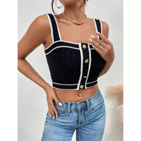 SweatyRocks Women's Sleeveless Ribbed Knit Spaghetti Strap Crop Cami Tank Top