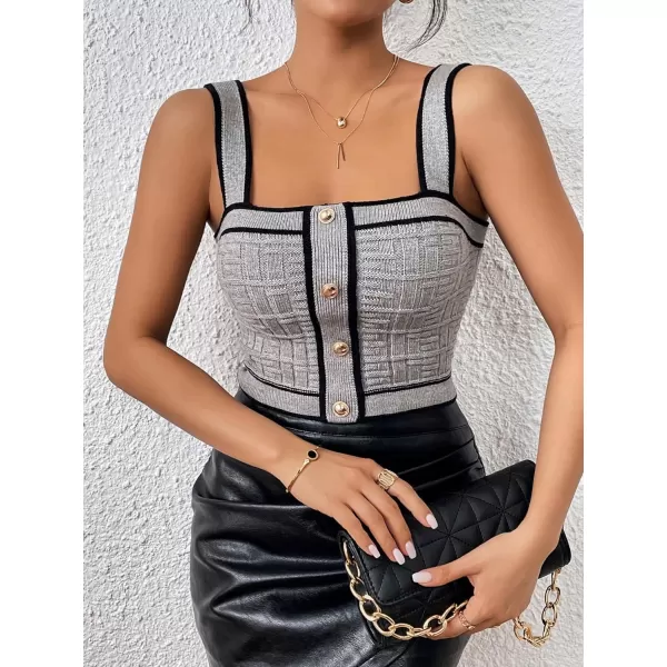 SweatyRocks Women's Sleeveless Ribbed Knit Spaghetti Strap Crop Cami Tank Top
